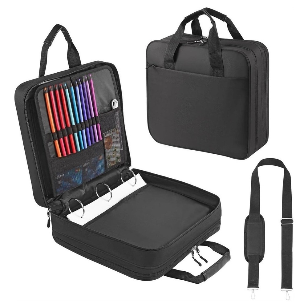 Trapper‎ Keeper 3 Ring Zipper Binder Waterproof with Soft Detachable Strap Black